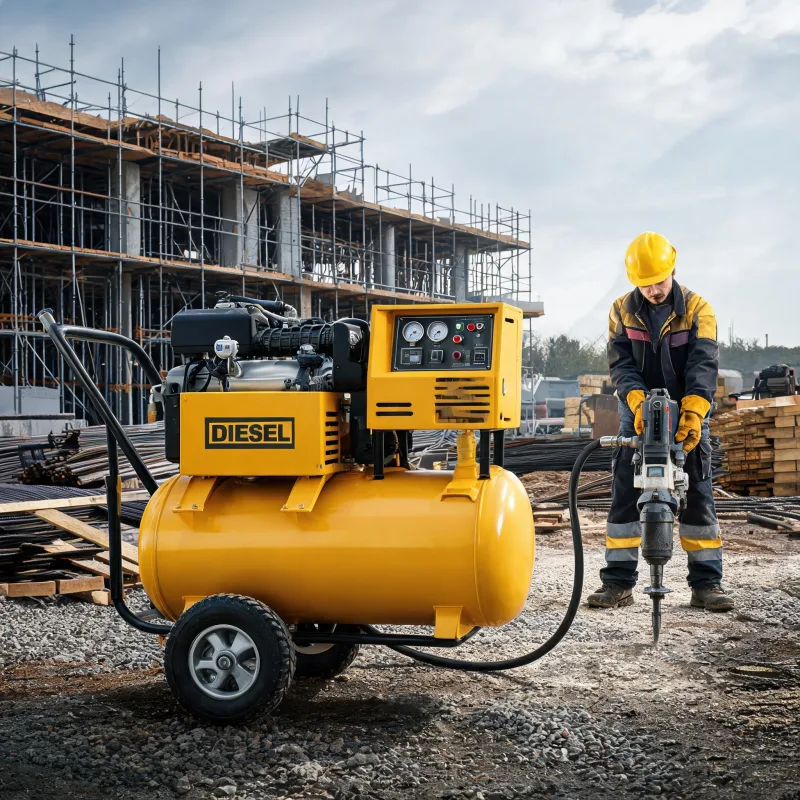CFM Diesel Portable Compressor for Small Scale Complete Compressed Air System Design