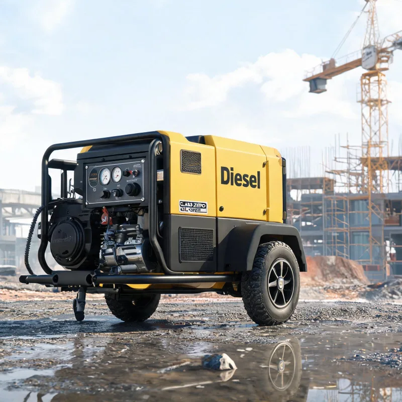 Diesel Portable Air Compressor Meeting Class Zero Oil-Free Needs for Construction Sites