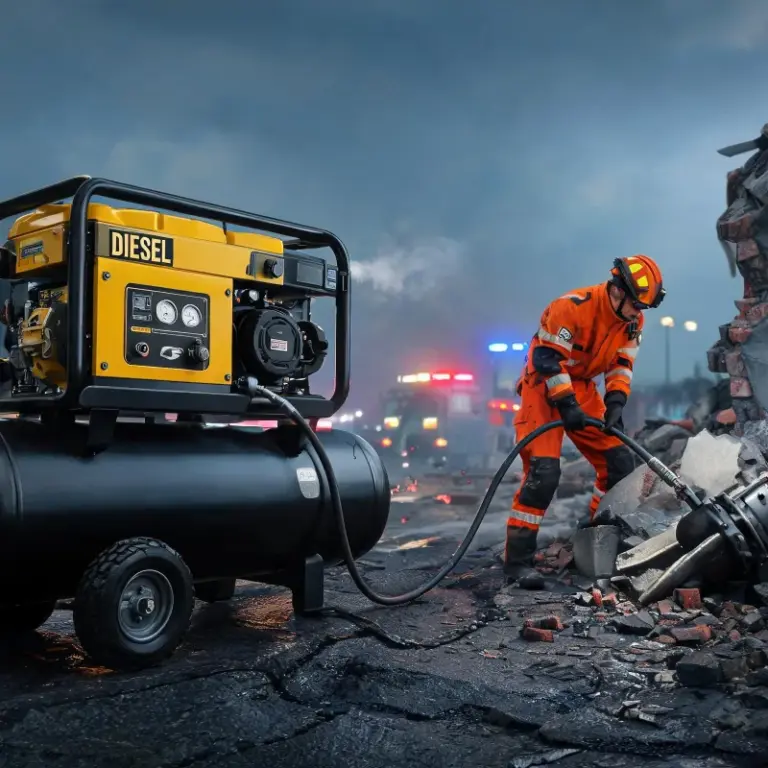 Diesel Portable Air Compressor for Emergency Supply After Natural Disasters