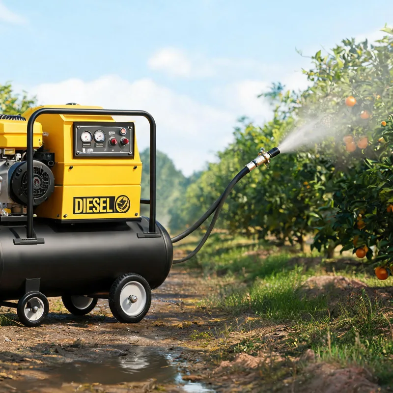 Diesel Portable Air Compressor for Farm Orchard Pesticide Spraying Applications