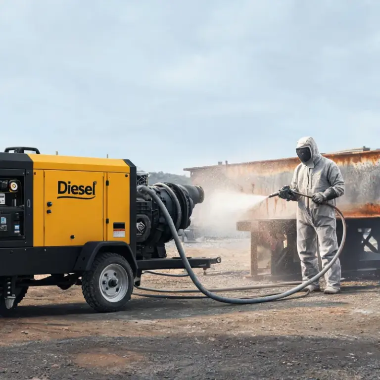 Diesel Portable Air Compressor for Remote Site Sandblasting Work