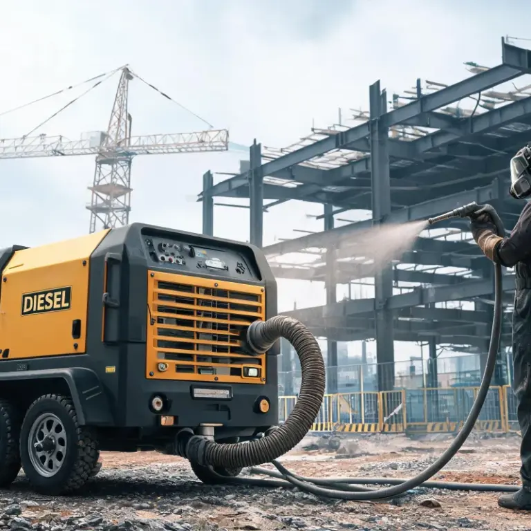 Diesel Portable Air Compressors for Industrial Sandblasting and Surface Painting