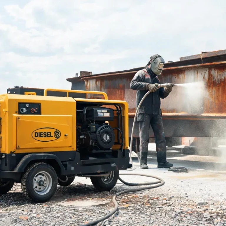 Diesel Portable Air Compressors for Small Business Rust Removal Sandblasting Contractors