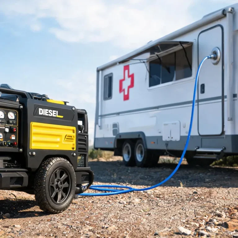 Diesel-Powered Portable Air Compressor for Off-Grid Mobile Medical Clinic Air Supply