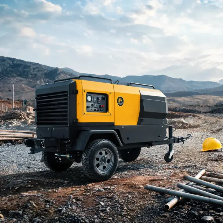 Fuel Tank Integrated Diesel Portable Air Compressor for Remote Unpowered Sites