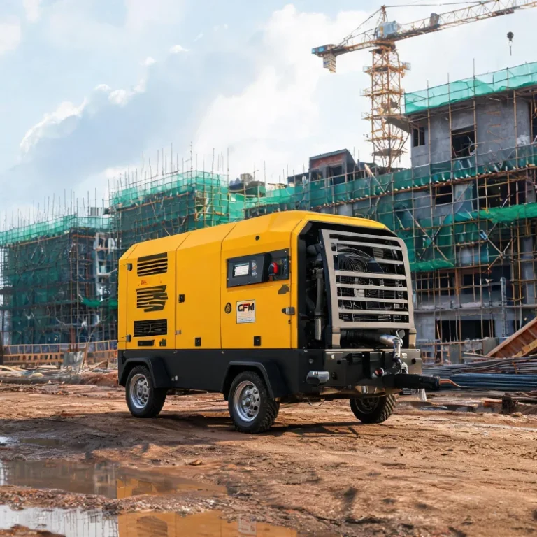 High CFM Two Stage Screw Portable Diesel Air Compressor for Quiet On-Site Work