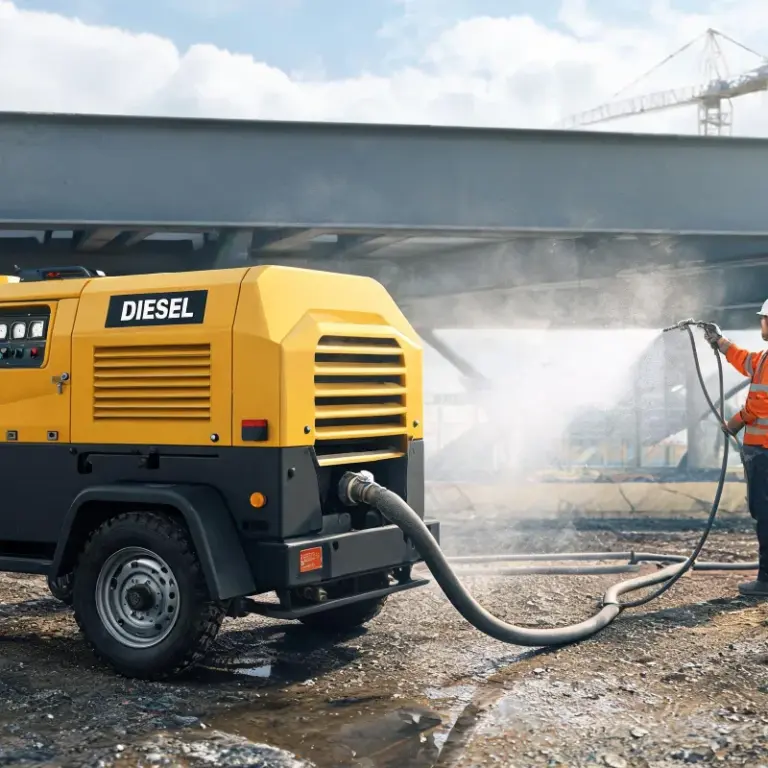 Low Fuel Consumption Diesel Portable Air Compressor for Extended Construction Shifts