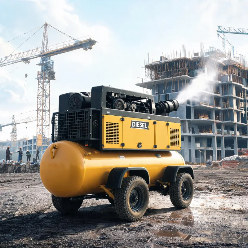 Low Maintenance Heavy Duty Portable Diesel Air Compressor for Mobile Job Sites