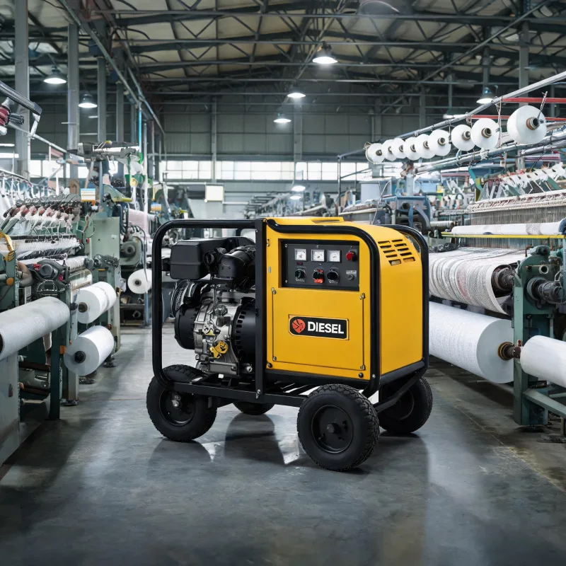 Low Noise 185 CFM Diesel Portable Air Compressor for Textile Mill Operations
