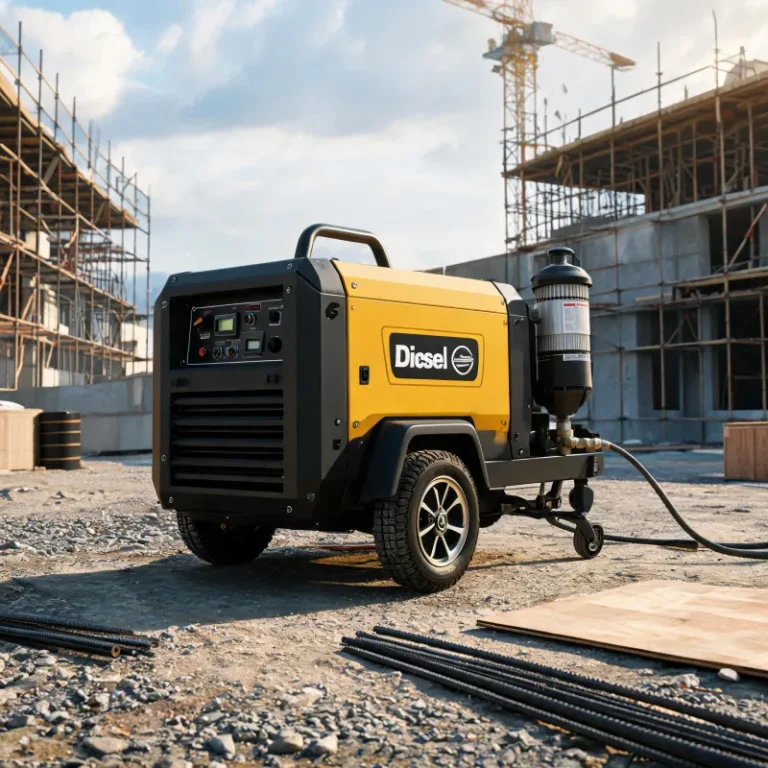 Low Noise 185 CFM Diesel Portable Compressor With Integrated Dryer Filter