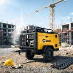 Low Noise High CFM Diesel Portable Air Compressor for Urban Construction Worksites