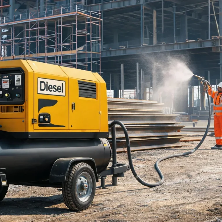 Matching CFM Diesel Portable Air Compressors to Sandblasting and Construction