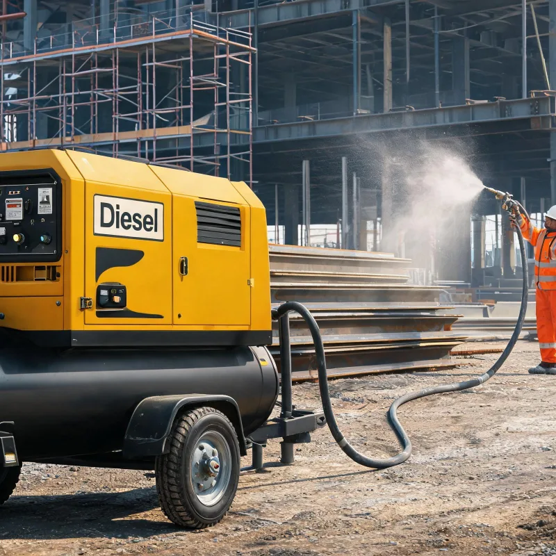 Matching CFM Diesel Portable Air Compressors to Sandblasting and Construction