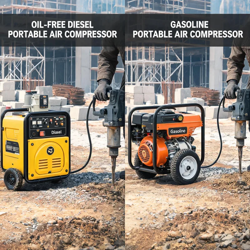 Oil-Free Diesel Portable Air Compressor vs Gasoline: A Buyer’s Comparison