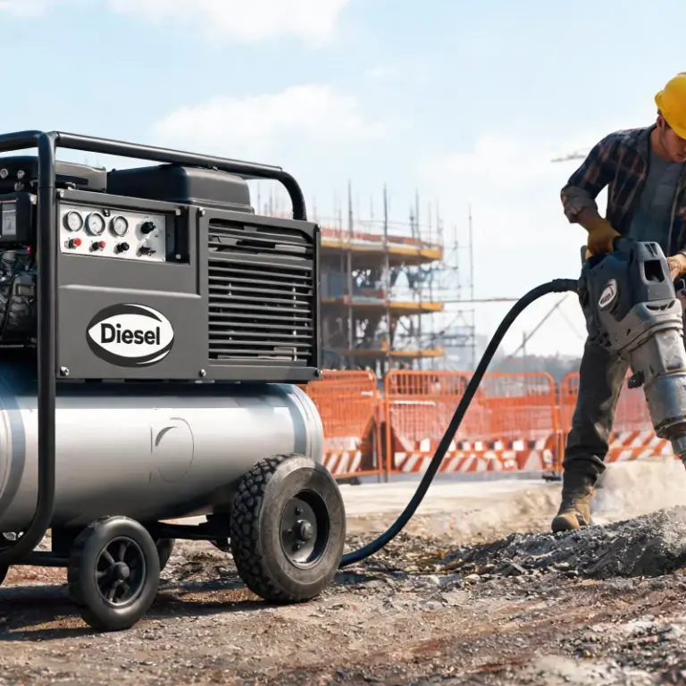 Running a Jackhammer on 100 CFM Portable Diesel Air Compressor: Small Unit Analysis