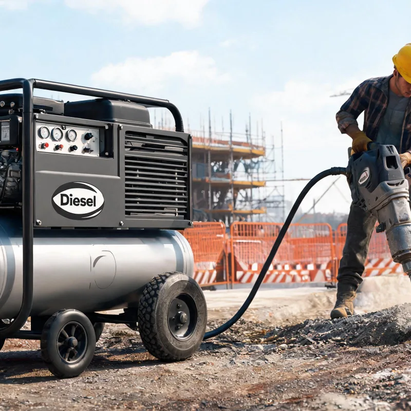 Running a Jackhammer on 100 CFM Portable Diesel Air Compressor: Small Unit Analysis