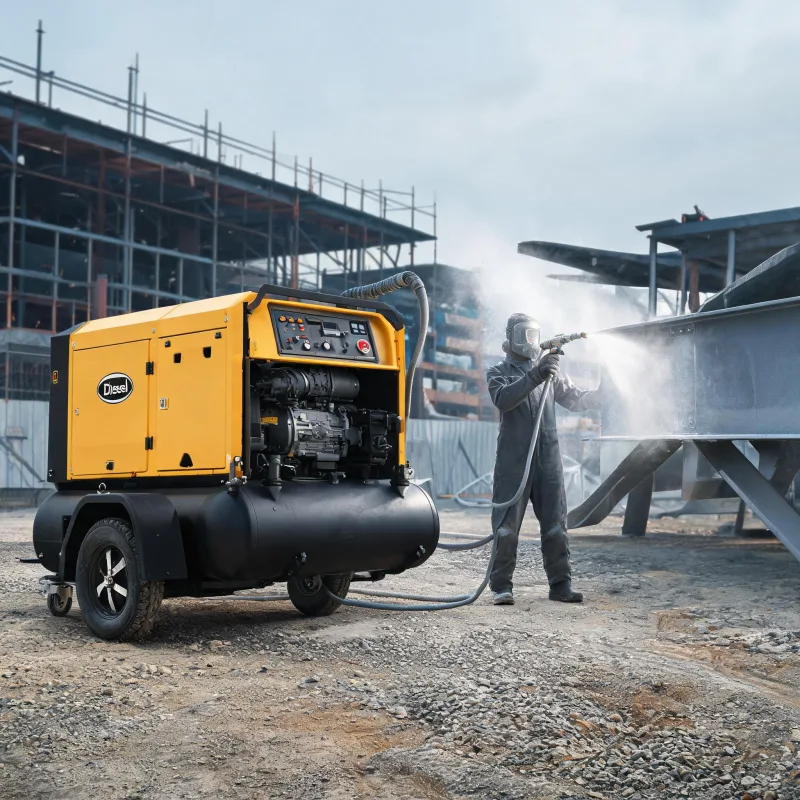 Selecting the Right Diesel Portable Air Compressor for Off-Grid Sandblasting