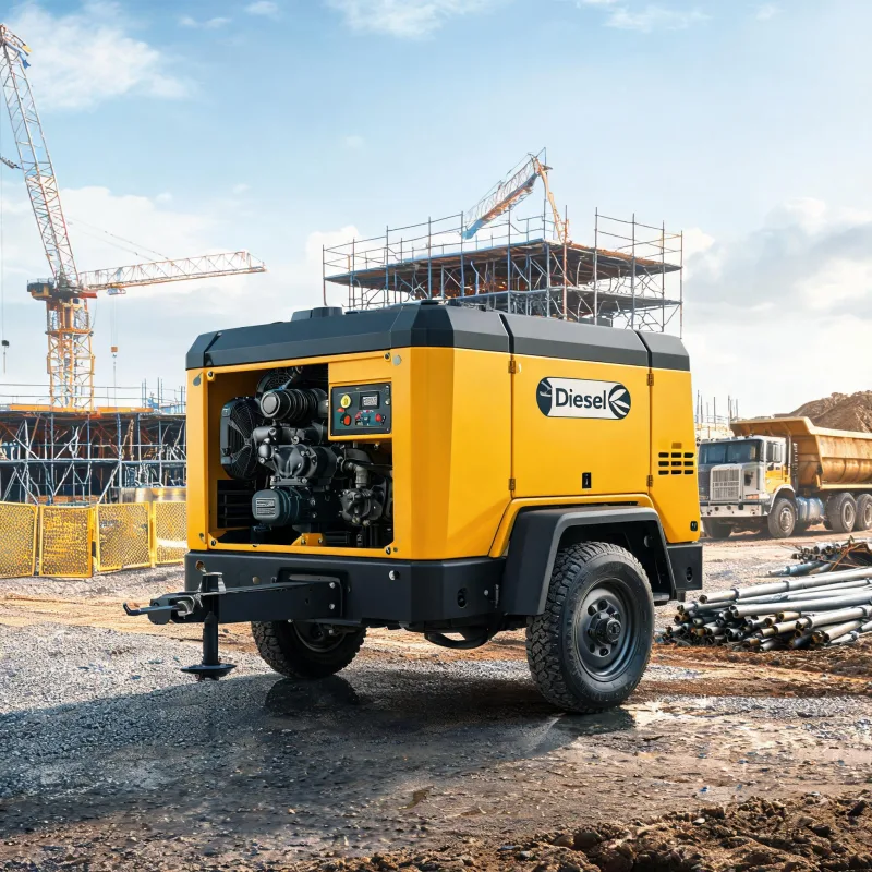 Two Stage Screw Diesel Portable Air Compressor for USA Worksites