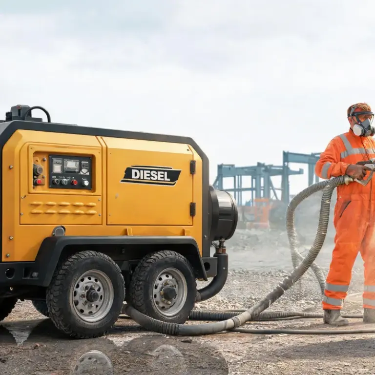 What High Flow Diesel Portable Air Compressor Fits Industrial Sandblasting Needs